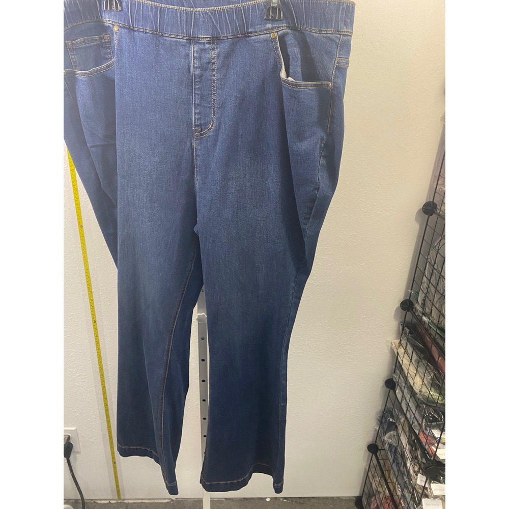 Isaac Mizrahi Live! Womens Plus 22WT Pull On Dark Wash Straight Leg Jeans‎ Blue